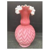 Cranberry Satin Glass Vase
