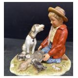 Norman Rockwell, little boy, feeding dogs
