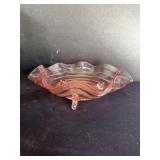 Pink glass footed bowl
