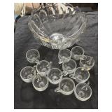 Heisy punch bowl and mismatched glasses