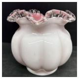 White and pink glass vase