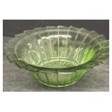 Green uranium glass bowl
