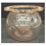 Pink glass open lace bowl