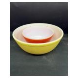 Pyrex yellow, and Red Bowl
