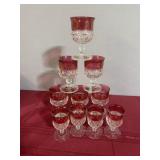 Cranberry glass goblets