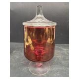 Cranberry colored candy jar