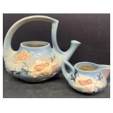 Roseville pottery, tea, pot, and creamer