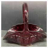 Red heart glass basket