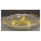 Yellow glass footed plate