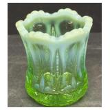 Green and frosted toothpick holder