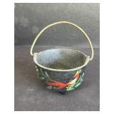 Miniature cast-iron hand-painted pot