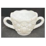 Milk, glass cut sugar dish