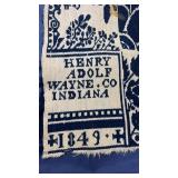 Wayne Co., IN 1849 Henry Adolf Blue&White Coverlet