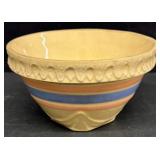 Small Yellow Ware Mixing Bowl Pink & Blue Stripe