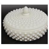 Fenton Milk Glass Hobnail Powder Dish