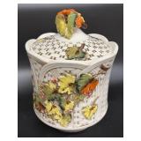 Lefton Basket Weave Fall Leaves Cookie Jar