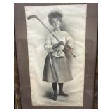 Antique Lady Hockey Player Print