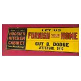 Hoosier Kitchen Cabinet Tin Advertising Sign