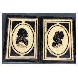 Folk Art Carved Plaques of Geo & Martha Washington