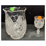 EAPG Heart & Thumbprint Spooner & Goblet