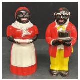 Vintage F & F Plastic Black Americana Salt & Peppe