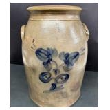 3 Gal Blue Decorated Stoneware Jar with Handles