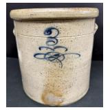 3 Gal Decorated Stoneware Crock Handles
