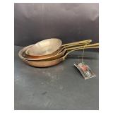 Old Dutch design copper brass skillets