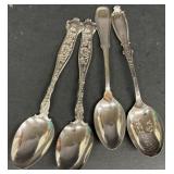 (4) Sterling Silver Spoons - 1 Souvenir
