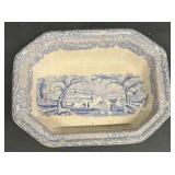 Blue Transferware Square Bowl