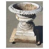 Antique Victorian Cast Iron Garden Urn, 5 piece