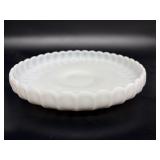 Milk Glass Scalloped Rim Shallow Bowl