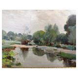 Indiana Artist John E. Bundy Oil on Board Landscap