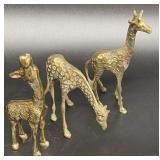 (3) Brass Giraffes
