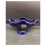 Cobalt blue peacock, vase, double handle