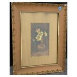 Painting of steel life, yellow flowers signed 78