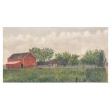 Folk Art Painting of Farm