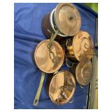 Copper brass  pots and pans