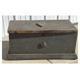 Early Gray Folk Art Chest / Trunk with Heart