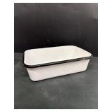 Enamel, white and black rim pan