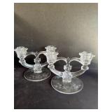 Clear glass candlesticks holders