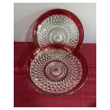 Cranberry clear, glass bowls