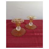GWL yellow glass candle holders