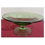 Green glass compote