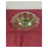Green glass serving dish