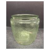 Uranium glass rim and bottom no lid cookie jar