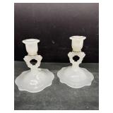 Frosted glass candle holders
