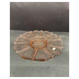 Pink depression, glass platter
