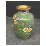 Brass vase hand-painted