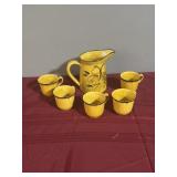 California pottery water, pitcher, and tea cups